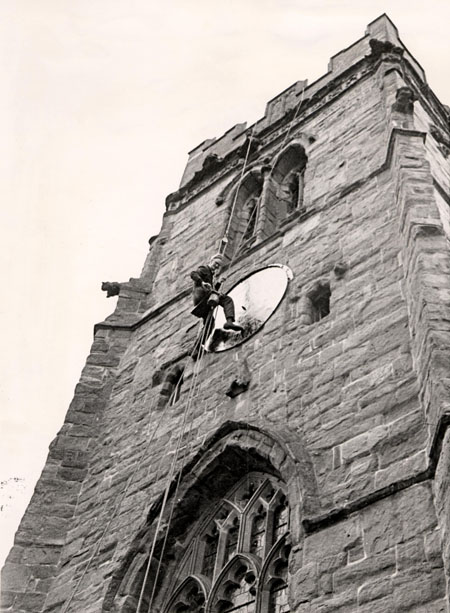 St Peter's Church = new face for the clock. 1970 