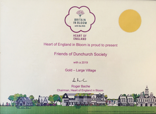 2019 Heart of England - Gold Winner in Large Village	Certificate